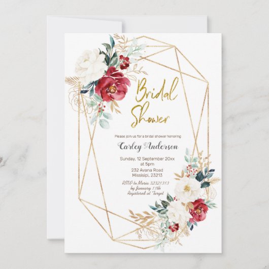 Elegantes Weihnachts-Winter-Brautparty Einladung (Vorderseite)