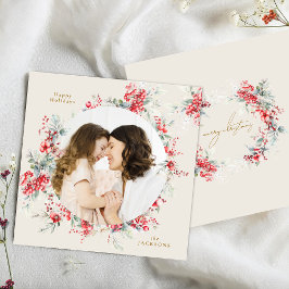 Elegantes Weihnachts-Winter-Foliage-Foto Feiertagskarte