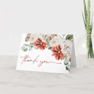 Elegantes Weihnachts-Winter-Rotes Gold-Brautparty Dankeskarte