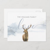 Elegantes Weihnachts-Winterwaldland-Stag Feiertagspostkarte (Vorne/Hinten)
