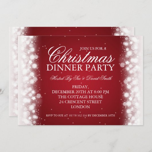 Elegantes Weihnachtsabendessen-Party-magisches Einladung (Vorne/Hinten)