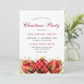 Elegantes Weihnachtsbaubles Corporate Party Einladung (Stehend Vorderseite)