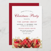 Elegantes Weihnachtsbaubles Corporate Party Einladung (Vorne/Hinten)