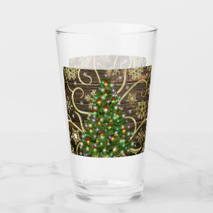 Elegantes Weihnachtsbaum Barn Wood Gold Design Glas