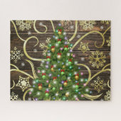 Elegantes Weihnachtsbaum Barn Wood Gold Design Puzzle (Horizontal)