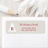 Elegantes Weihnachtsbaum Burgundy Monogram auf Bei (Insitu)