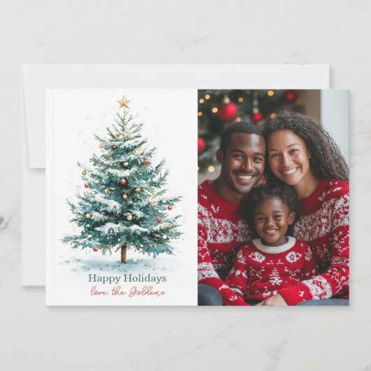 Elegantes Weihnachtsbaum Custom Foto Feiertagskarte (Vorderseite)