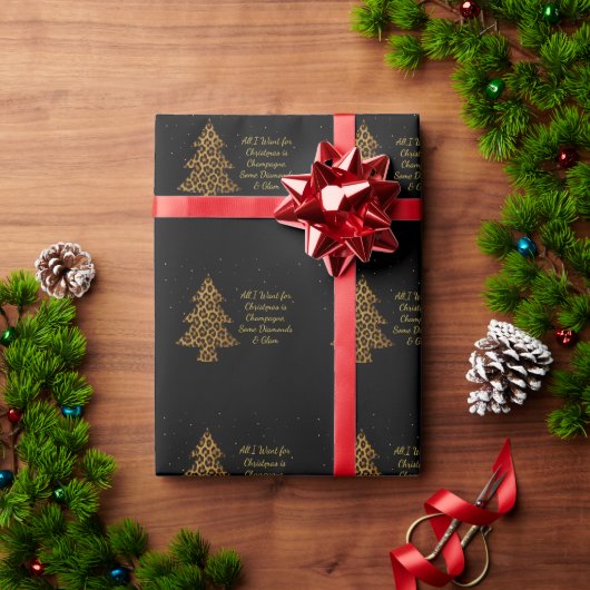 Elegantes Weihnachtsbaum-Design mit Leopardendruck Geschenkpapier (Feiertagsgeschenk)