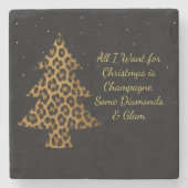 Elegantes Weihnachtsbaum-Design mit Leopardendruck Steinuntersetzer (Vorderseite)