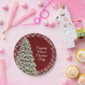 Elegantes Weihnachtsbaum Dunkles Kariertes Party Pappteller (Party)