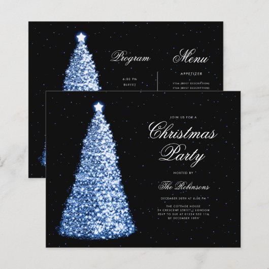 Elegantes Weihnachtsbaum-Einladungs-Programm (Vorne/Hinten)