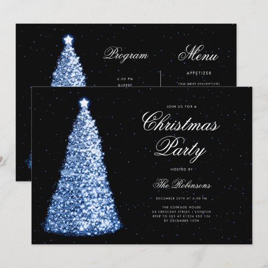 Elegantes Weihnachtsbaum-Einladungs-Programm Einladung (Vorne/Hinten)