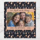 Elegantes Weihnachtsbaum Familiengeschenk Foto Weinetikett (Einzelnes Label)