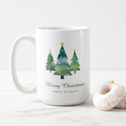 Elegantes Weihnachtsbaum Foto Geschenk Kaffeetasse (Mit Donut)