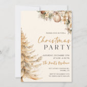 Elegantes Weihnachtsbaum Gold Weihnachts-Party Einladung (Vorderseite)