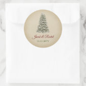 Elegantes Weihnachtsbaum Kraft Papier Hochzeit Runder Aufkleber (Tasche)
