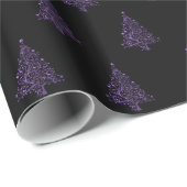 Elegantes Weihnachtsbaum-Muster-Schwarzes lila Geschenkpapier (Rolleneckpunkt)