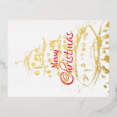 Elegantes Weihnachtsbaum-Party Folie Einladungspostkarte (Vorderseite)