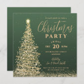Elegantes Weihnachtsbaum Party Grüner Winterurlaub Einladung (Vorne/Hinten)