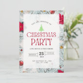 Elegantes Weihnachtsbaum Rot-Weiß-Party I Einladung (Stehend Vorderseite)