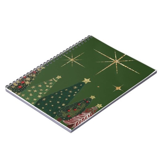Elegantes Weihnachtsbaum-Spiral-Notebook Notizblock (Linke Seite)