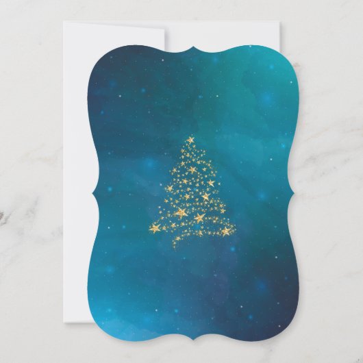 Elegantes Weihnachtsbaum Stars Bow Weihnachtsfest Einladung (Rückseite)