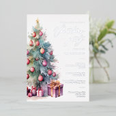 Elegantes Weihnachtsbaum Weihnachtsfest Silver Folieneinladung (Stehend vorne)