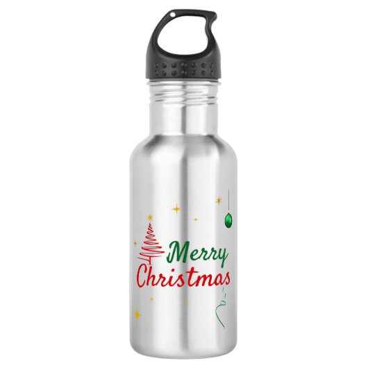 Elegantes Weihnachtsbaumdesign Edelstahlflasche (Vorderseite)