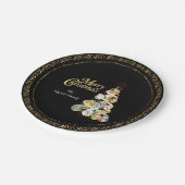 Elegantes Weihnachtsbaumdesign Pappteller (Schrägansicht)