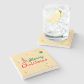 Elegantes Weihnachtsbaumdesign Steinuntersetzer (Seitenansicht)