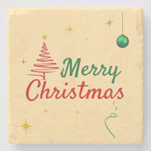 Elegantes Weihnachtsbaumdesign Steinuntersetzer