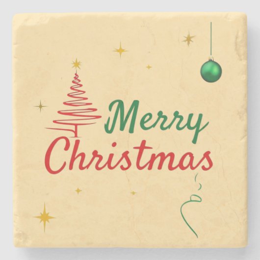 Elegantes Weihnachtsbaumdesign Steinuntersetzer (Vorderseite)