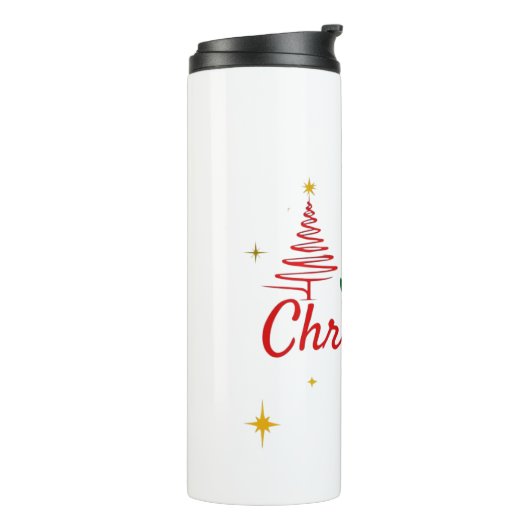 Elegantes Weihnachtsbaumdesign Thermosbecher (Nach links gedreht)