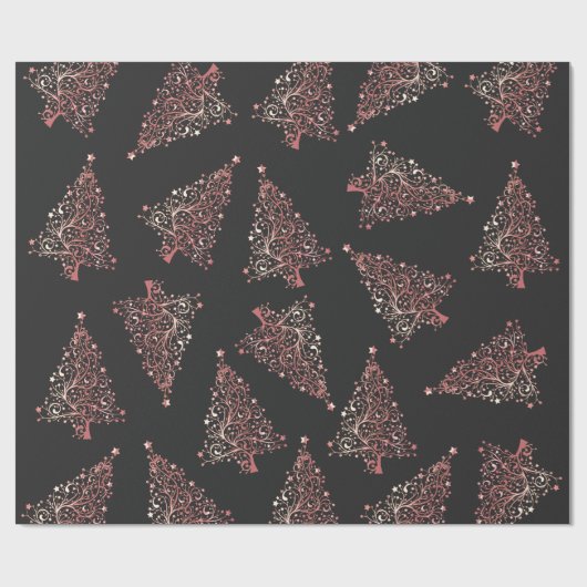 Elegantes Weihnachtsbaummuster der modernen Rose Geschenkpapier (Flach)