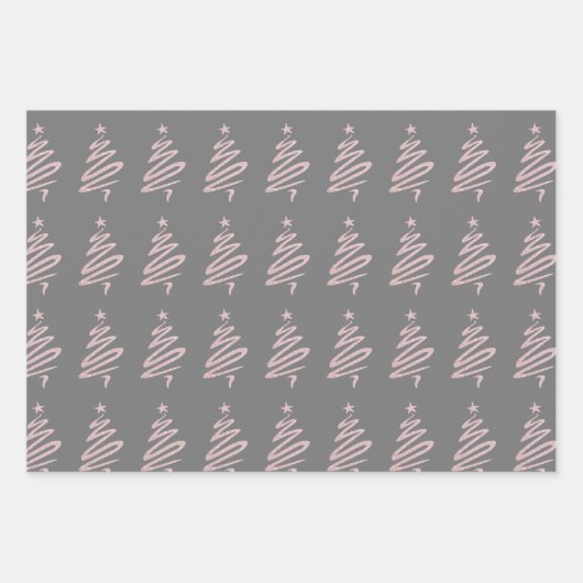 Elegantes Weihnachtsbaummuster der Rose Geschenkpapier Set (Vorderseite 3)