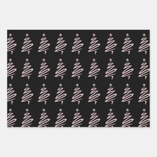 Elegantes Weihnachtsbaummuster der Rose Geschenkpapier Set (Vorderseite)