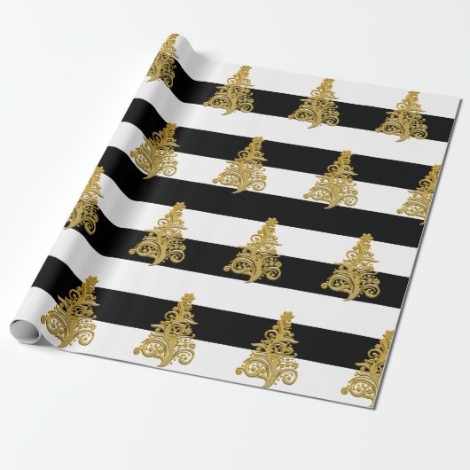 Elegantes Weihnachtsbaummuster Geschenkpapier (Ungerollt)