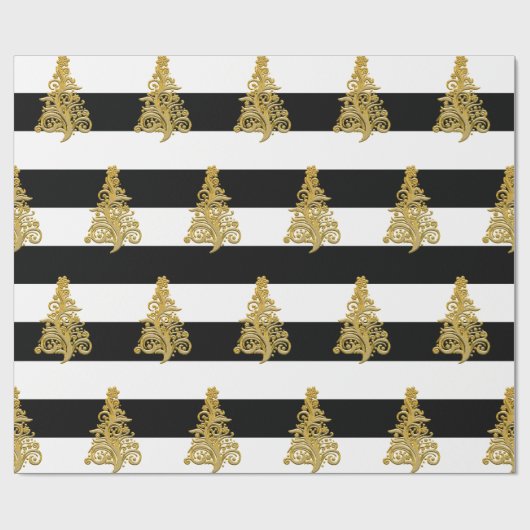 Elegantes Weihnachtsbaummuster Geschenkpapier (Flach)