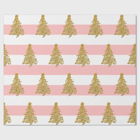 Elegantes Weihnachtsbaummuster Geschenkpapier (Flach)