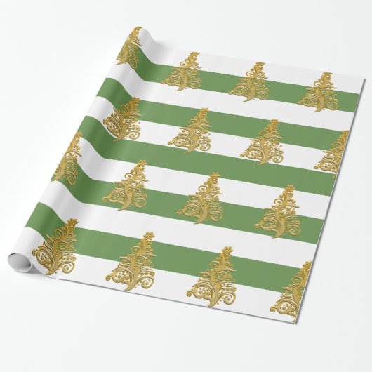 Elegantes Weihnachtsbaummuster Geschenkpapier (Ungerollt)