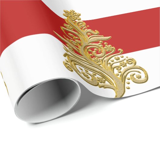 Elegantes Weihnachtsbaummuster Geschenkpapier (Rolleneckpunkt)