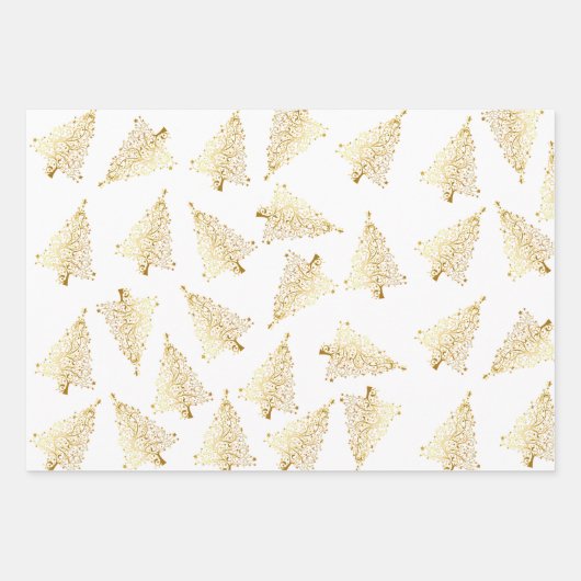 Elegantes Weihnachtsbaummuster Geschenkpapier Set (Vorderseite 2)