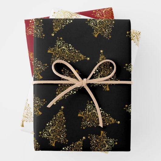 Elegantes Weihnachtsbaummuster Geschenkpapier Set (Beispiel)