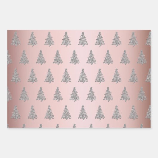 Elegantes Weihnachtsbaummuster Geschenkpapier Set (Vorderseite 3)
