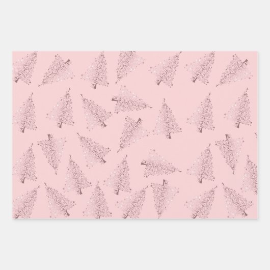 Elegantes Weihnachtsbaummuster Geschenkpapier Set (Vorderseite)