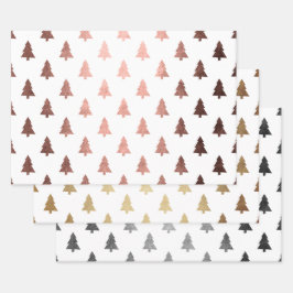 Elegantes Weihnachtsbaummuster Geschenkpapier Set