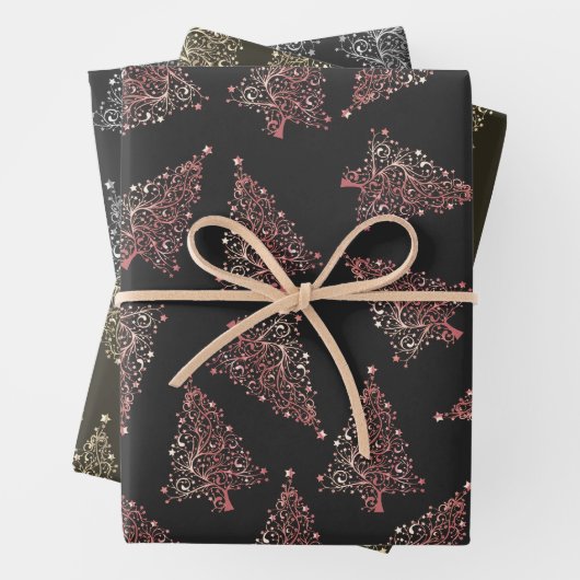 Elegantes Weihnachtsbaummuster Geschenkpapier Set (Beispiel)