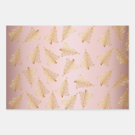 Elegantes Weihnachtsbaummuster Geschenkpapier Set (Vorderseite 2)