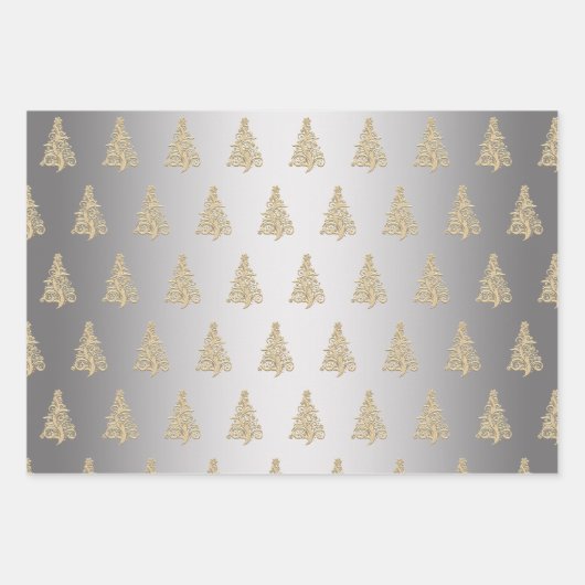 Elegantes Weihnachtsbaummuster Geschenkpapier Set (Vorderseite 2)