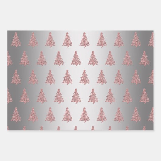 Elegantes Weihnachtsbaummuster Geschenkpapier Set (Vorderseite)